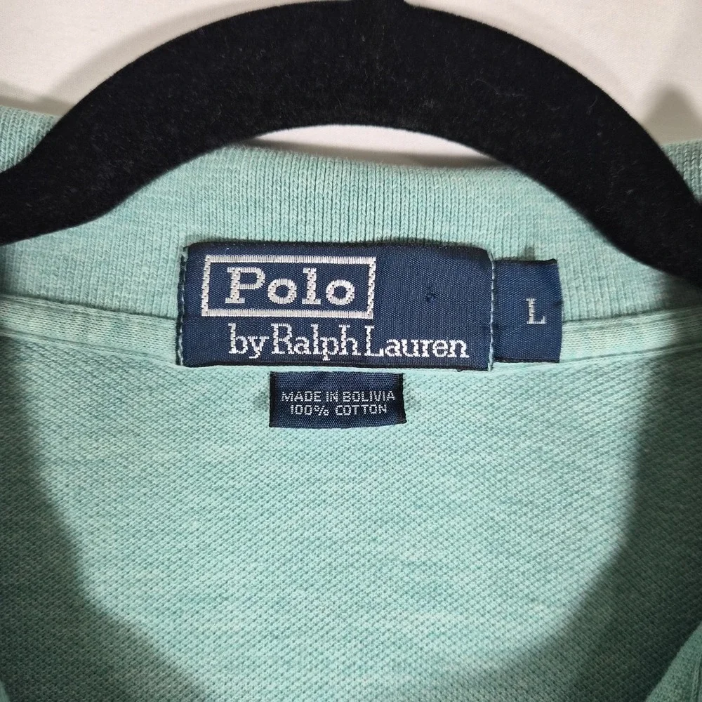 Polo Ralph Lauren Men's Long Sleeve Polo Shirt Aqua Mint Green Cotton Size Large